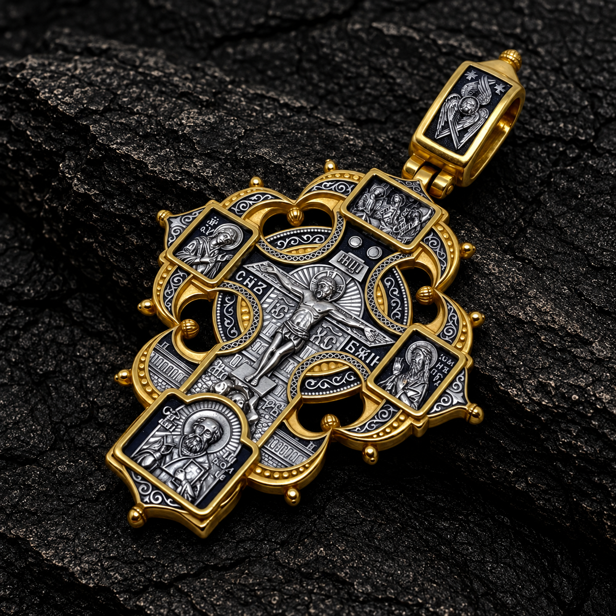 Orthodox Cross with Attendant Figures. The Holy Trinity