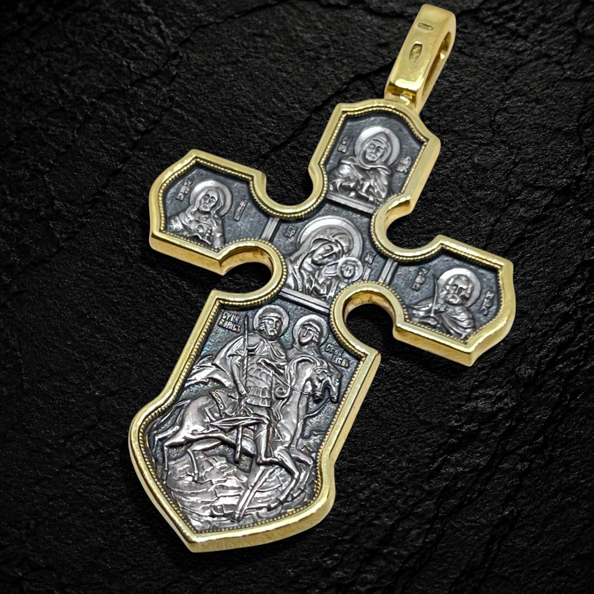The Crucifixion. The Kazan Icon of the Mother of God with Attendant Saints. Orthodox Cross